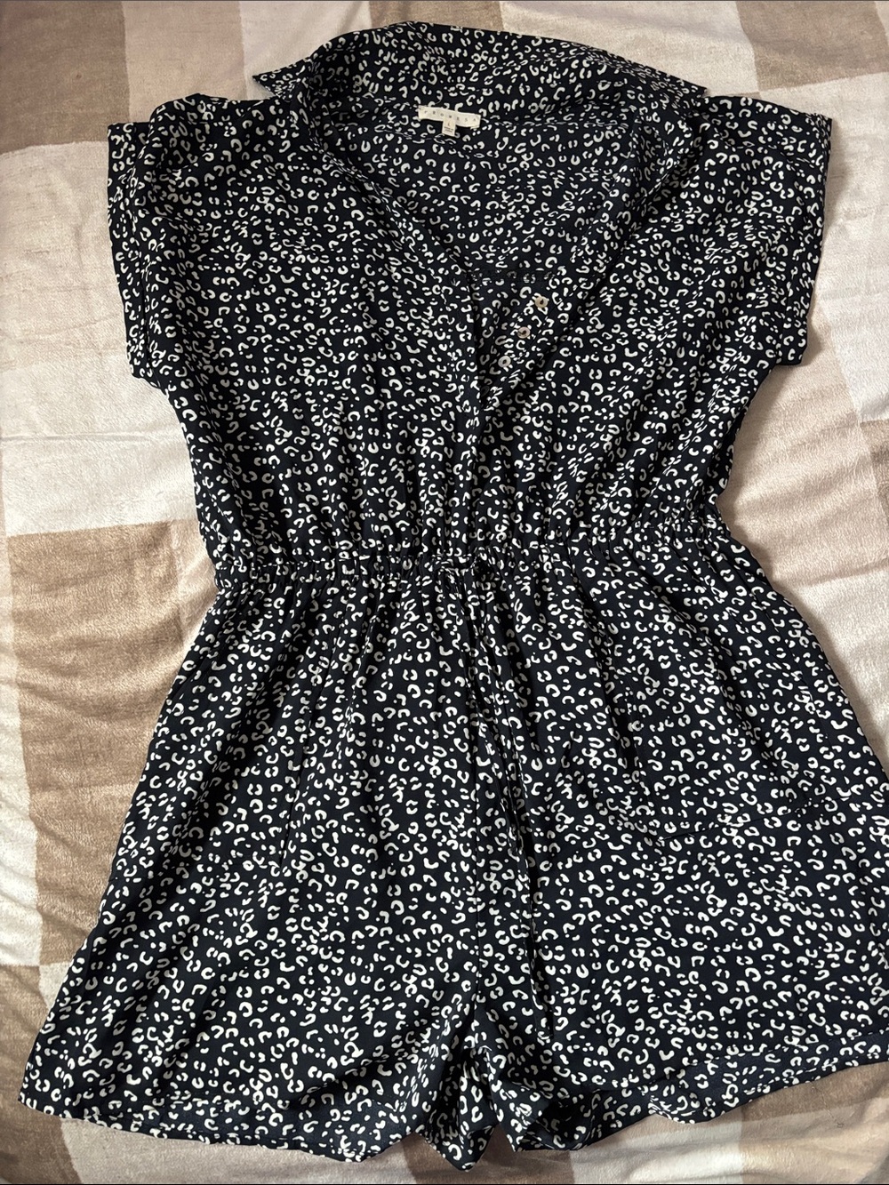 Promesa Black and White Printed Mini Romper